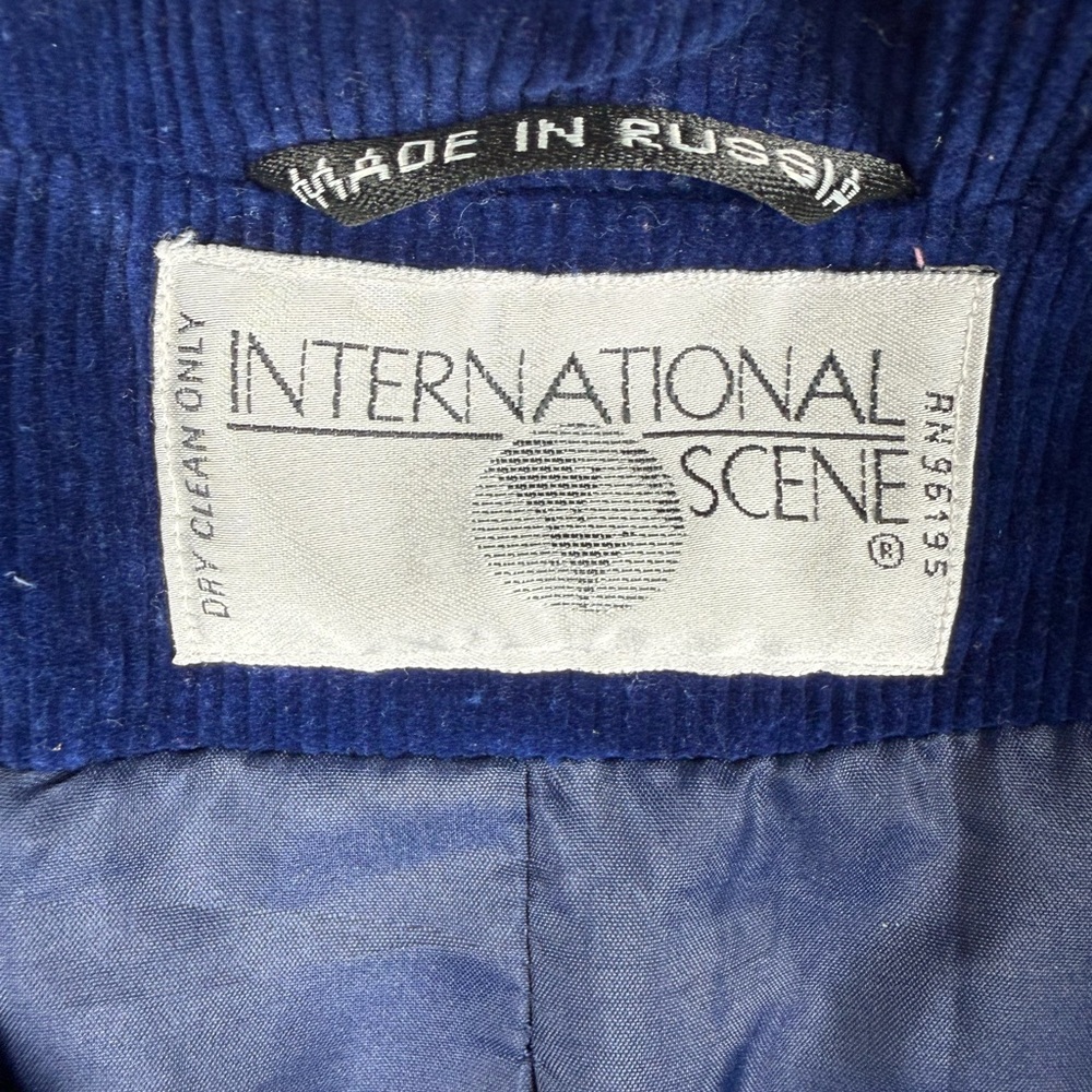 Vintage International Scene Corduroy Jacket Women's 14 Blue Buckle Trim Full Zip - Picture 3 of 8